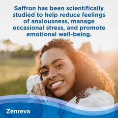 Close-up of Zenreva capsules emphasizes pure saffron extract potency.