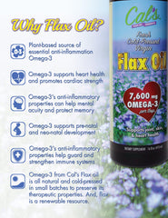Cal's Flax Oil bottle pour for easy daily dosage in meals