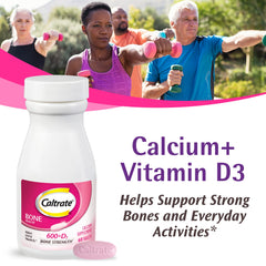 Caltrate 600 Plus D3 bottle back label detail with usage and ingredients.