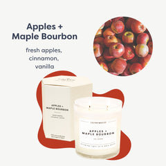 Calyan Wax Co. Apples & Maple Bourbon jar closeup shows clean label and premium glass.