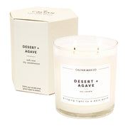 Calyan Wax Co Desert Agave 2-Wick Candle jar glowing with long-lasting ambiance.