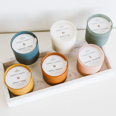 Calyan Wax Co. Dignity Lavender & Bergamot soothes evenings with a mellow glow.