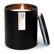 Calyan Wax Co. home holiday candle in black tumbler enhances living rooms.