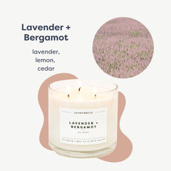 Calyan Wax Co Lavender Bergamot closeup highlighting scent profile