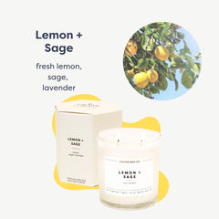 Calyan Wax Co Lemon & Sage closeup on soy wax for clean burn