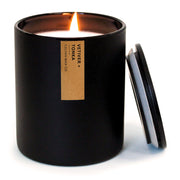 Calyan Wax Co. Vetiver & Tonka candle front view with lasting aroma