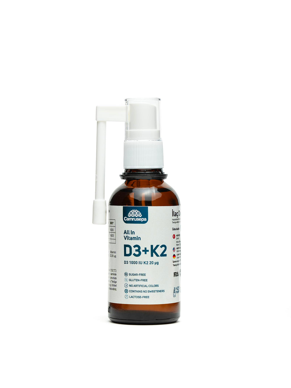 Camrusepa All in D3+K2 spray bottle for daily wellness support