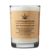 Cannabolish Wintergreen candle in a 7 oz glass jar reduces smoke odors naturally