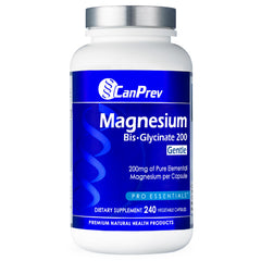 CanPrev Magnesium BisGlycinate 200mg bottle promoting gentle absorption