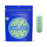 Capsuline sage green empty vegan capsules in packaging view for branding appeal
