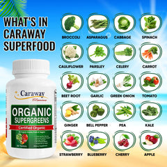 Caraway Vitamins Super Greens tablets close-up showing tablet size for easy daily intake