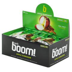 Close-up of Carb Boom Energy Gel Apple Cinnamon texture with real fruit.
