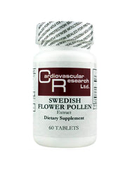 Cardiovascular Research Swedish Flower Pollen Extract bottle highlighting antioxidants and urinary support.