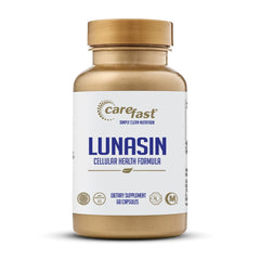 Carefast Lunasin capsules in bottle, convenient daily supplement routine.