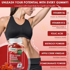 Close-up of CareLeaf ACV gummies label on bottle for credibility and taste