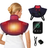 CareMORR cordless red-light therapy pad provides neck relief at home.