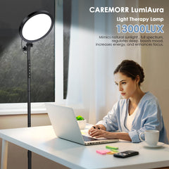 CAREMORR lamp showing adjustable height for flexible placement