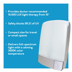Carex Sunlite 10000 lux panel provides even illumination for tasks.