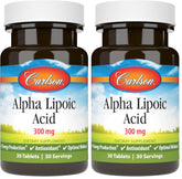 Carlson Alpha Lipoic Acid 300 mg bottle closeup for daily energy support