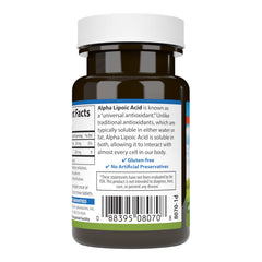 Carlson Alpha Lipoic Acid label detail highlights per-pack information and potency
