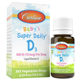 Carlson Baby D3 bottle with pour tip for easy daily dosing.