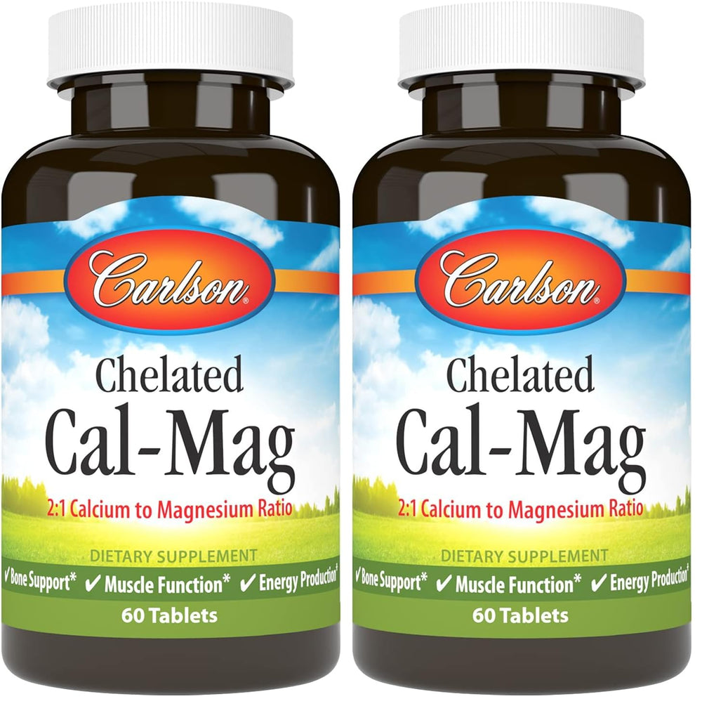 Carlson Cal-Mag bottle front shows 2:1 ratio for bone support