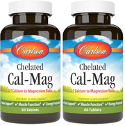Carlson Cal-Mag bottle front shows 2:1 ratio for bone support