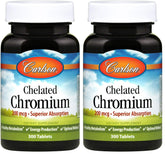Carlson Chelated Chromium bottle front with label, highlighting superior absorption
