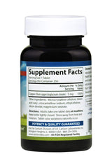 Front label of Carlson Chelated Copper 5 mg bottle highlights potency.