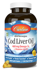 Carlson Cod Liver Oil bottle front view with lemon flavor for daily wellness