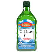 Carlson cod liver oil bottle pour for easy daily omega-3 intake.