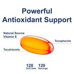 Carlson E-Gems Elite label close-up highlighting tocopherols and tocotrienols