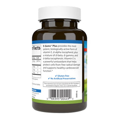 Label detail shows natural-source vitamin E and potency information.