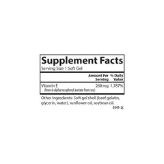 Carlson E-Gems nutrition facts label closeup for ingredient details
