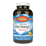 Carlson Elite Omega-3 Gems bottle front with lemon flavor for easy daily intake.