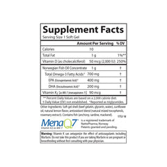 Carlson Elite Omega-3 Plus D & K lemon flavor packaging for easy daily supplementation