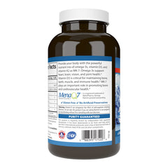 Carlson Elite Omega-3 Plus D & K nutrition facts label highlighting D3 and K2 quantities for informed dosing