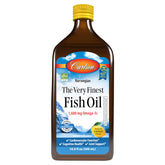 Carlson fish oil lemon bottle front view highlighting purity