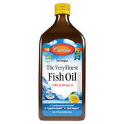 Carlson fish oil lemon bottle front view highlighting purity