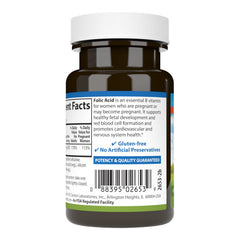 Carlson folic acid label highlights potency and B-complex blend.