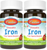 Carlson Kids Chewable Iron strawberry flavor bottle—easy daily iron for active kids.