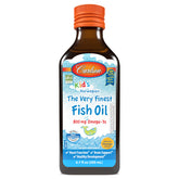 Carlson Kids Fish Oil orange bottle offers tasty flavor for daily omega-3 intake.