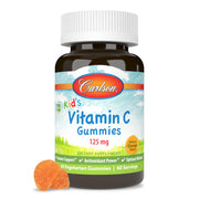 Carlson Kids Vitamin C Gummies bottle with tangy orange flavor supports immune function.