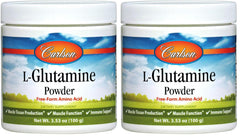 Carlson L-Glutamine powder front view for easy mixing and absorption.