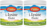 Carlson L-Lysine powder bottle pour for precise daily dosing.
