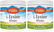 Carlson L-Lysine powder bottle pour for precise daily dosing.