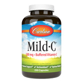Carlson Mild-C bottle front view with 500 mg vitamin C label for daily immune support