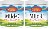Carlson Mild-C vitamin C powder bottle with label for immune support and daily use.