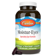 Carlson Moistur-eyes bottle front showing label and product promise for eye moisture support