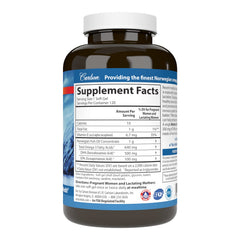 Close-up of Carlson Mother's DHA softgels showing easy-to-swallow capsules
